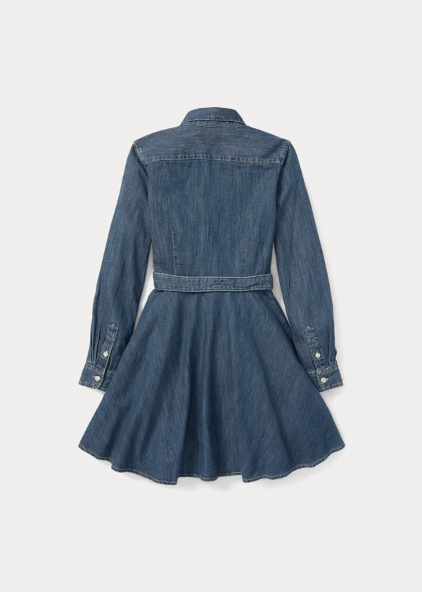 Belted Cotton Denim Shirtdress